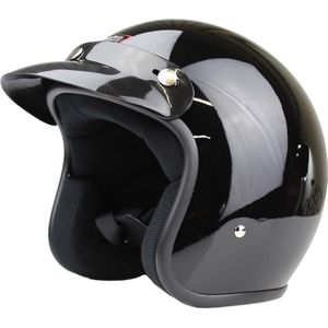 Redbike 705 - Retro Jethelm - ECE goedgekeurde Scooterhelm - Geschikt als Scooter Brommer Motor Snorfiets Helm - XS - Glans Zwart