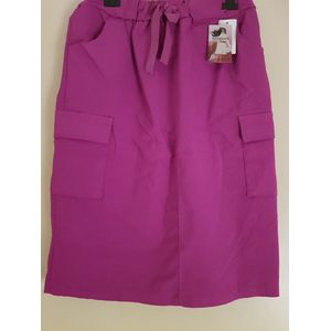 Dames cargo rok met aantrekkoord magenta plus size 42/48