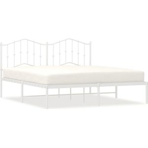 vidaXL - Bedframe - met - hoofdbord - metaal - wit - 183x213 - cm