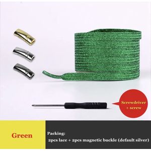 Groene glitter elastische veters met magnetische sluiting - Kinderen - Elastisch - Schoenveters - Kind - Makkelijke Sluiting - Gekleurd - Zelfsluitend - Strikken - Magneet - Kids - Green - Elastic - Cool - Jongen - Meisje - Glitter