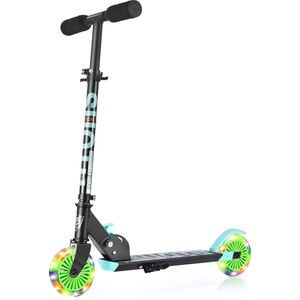 Suotu Kinderstep - Step - lichtgevende wielen - 3 tot 12 Jaar - tot 50 kg - Jongens/Meisjes - Aluminium - Zwart/Blauw