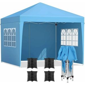 Leonova® - partytent - partytent opvouwbaar - party tent - lichtblauw - waterdicht - UV bescherming- 4 zijpanelen - verstelbare hoogte