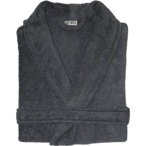 Twentse Damast Badjas Alexis Donkergrijs - Badstof Katoen - Badjassen unisex - S/M