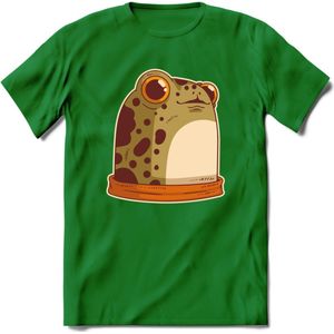 Blije kikker T-Shirt Grappig | Dieren reptielen Kleding Kado Heren / Dames | Animal Skateboard Cadeau shirt - Donker Groen - 3XL