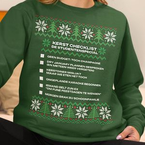 Kerst Trui Groen Kerst Checklist - De Studentenspecial M