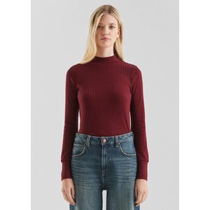 T-shirt - Slim-fit - Lange Mouwen - Viscosemix - Geribde Textuur