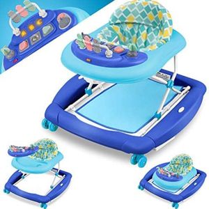 Loopstoel baby - Loopstoel met schommelfunctie - Loopstoeltje baby - 4-in-1 Loopstoeltje - Opvouwbaar - Blauw