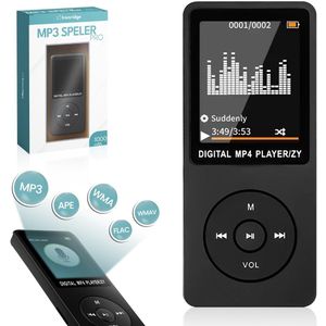 Ironridge® MP3 / MP4 Speler - SD kaart tot 128GB - Ingebouwde Luidspreker, FM Radio, en E-Book Functie - Dicatafoon - Voice recorder - Zwart
