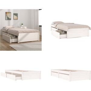 vidaXL Bedframe met lades wit 100x200 cm - Bedframe - Bedframes - Eenpersoonsbed - Bed
