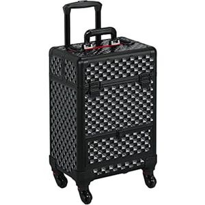 Kapperskoffer - Kapperstrolley - Kapperskoffer Trolley - Kappers Trolley Met Wielen - Zwart