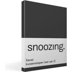 Snoozing - Flanel - Kussenslopen - Set van 2 - 60x70 cm - Antraciet