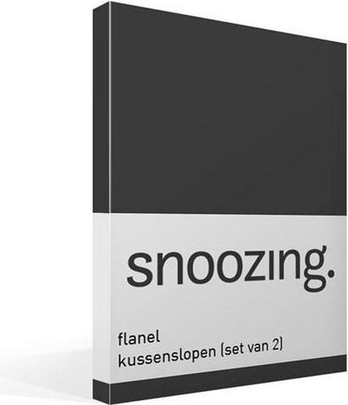 Snoozing - Flanel - Kussenslopen - Set van 2 - 60x70 cm - Antraciet