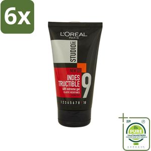 L'Oréal Paris - Gel - Studio Line - Indestructible - 48H Extreme Fixatie Gel - 150 ml - Voordeelverpakking - 6 stuks - Haar gel - Extreme fixatie