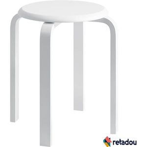 Retadou - Stapelkruk, massief hout, kruk, huisbank, houten kruk, mode, creatieve kruk, moderne eettafel, kruk, volwassenen, eetkamerkruk, wit, 40 x 44 x 33 cm RF-717