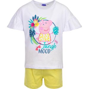 Peppa Pig Pyjama / Shortama - Wit/Geel - Katoen - Maat 110 (5 Jaar)