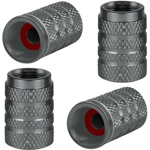 4 Pcs Aluminium Ventieldoppen - Metaal Auto Stofdoppen voor Auto Banden - Universele Ventieldoppen met Pakking voor Motorfiets, Vrachtwagens, Fiets (Grijs)