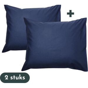 Zavelo Kussenslopen 60 x 70 cm Navy/Blauw - Set van 2 Stuks - 100% Katoen - Hoogwaardige Hotelkwaliteit - Hotelsluiting