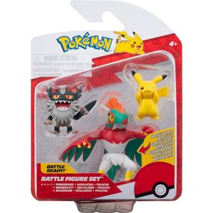 Pokémon Battle Figure Set 3-Pack Pikachu #8, Perrserker, Hawlucha 5 cm