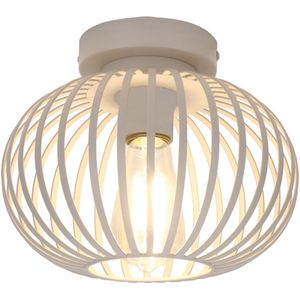 Plafondlamp Aglio | Draadlamp | Zandkleur / crèmekleur | Diameter 25 cm | Hoogte 17 cm | Moderne / landelijke lamp | Woonkamer / slaapkamer / eetkamer / hal / wc lamp | E27 fitting | Geschikt voor led | Plafonnière