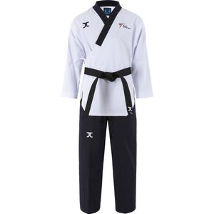 JCalicu poomsae dan taekwondopak mannen | WT | Wit / Zwart (Maat: 200)