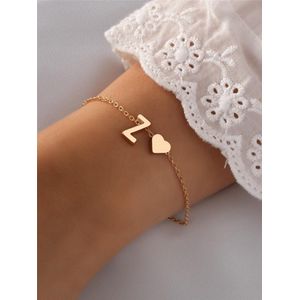 Initiaal Armband met Letter Z Goudkleurig - Naam Armband Cadeau - Geluks Armband op Kaartje - Pax Amare
