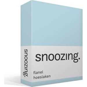 Snoozing - Flanel - Hoeslaken - Eenpersoons - 90x220 cm - Hemel