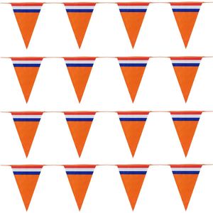 Bellatio Decorations - Oranje Holland vlaggenlijnen - 4x stuks van 10 meter - Oranje versiering slinger WK/ EK/ Koningsdag