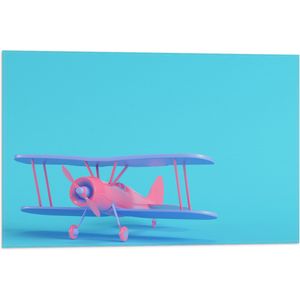 Vlag - Roze met Paars Zweef Vliegtuig op Blauwe Achtergrond - 60x40 cm Foto op Polyester Vlag