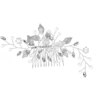 Allecto plus - Bruidskristal haaraccessoire met bloemblaadjes voor bruiloft - Zilver - Voor vrouwen en meisjes