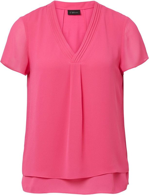 s.Oliver BLACK LABEL - Blouse - Chiffon - Korte Mouwen - V-hals