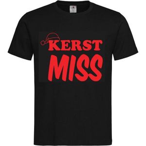 T-shirt Kinderen ""Kerst miss"" | korte mouw | Zwart/rood | maat 134/140