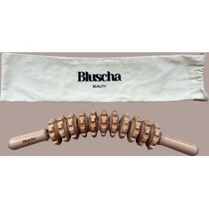 Bluscha® - Premium Gebogen Houten Massage Roller - Apparaat - Bindweefselmassage - Anti Cellulite Cellulites - Massageapparaat - 11 Wielen - Madero Therapie - Massageroller - Maderotherapie - Lymfedrainage - Bindweefselmassage - Bodysculpting