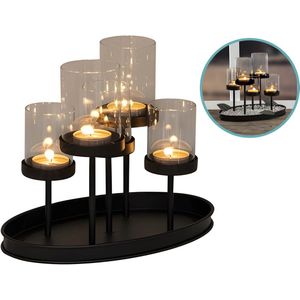 Hi - Kandelaar 5-lichts - Kaarsenhouder - Zwart - 25 x 15 x 20 cm