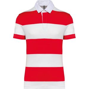 Kariban Gestreepte uniseks polo korte mouwen K286 - Red / White Stripes - XXL