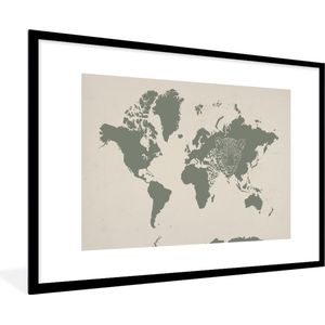 Fotolijst incl. Poster - Wereldkaart - Dieren - Panter - 90x60 cm - Posterlijst