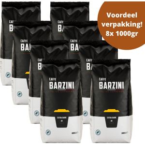 Barzini Extra Dark Koffiebonen - Rainforest Alliance - Sterke koffiebonen - Italiaanse koffie - Extra Dark koffie - 8 x 1000gr koffiebonen