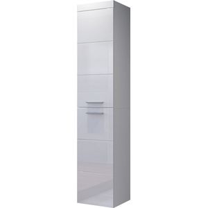 trendteam smart living Devon Hoge kast voor de badkamer, 35 x 170 x 33 cm, wit hoogglans, wit met veel opbergruimte