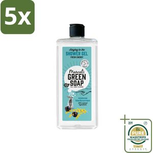 5 x Marcel's Green Soap - Douchegel - Mimosa & Zwarte Bes - Verzorgend & zacht - 300 ml - Grootverpakking - Douchegel Mimosa Zwarte Bes - Natuurlijke Douchegel - Verzorgende Douchegel - Vegan Douchegel - Biologisch Afbreekbaar