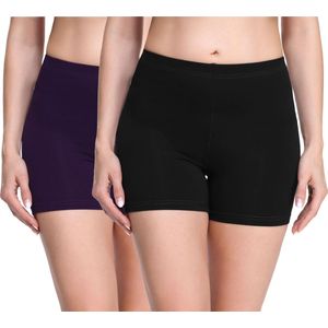 Merry Style Dames Leggings - Shorts - Korte - Viscose - Wielershorts - 2Pack - MS-MS10-283-LE-2P - Zwart/Pruim (2Pack) - XS