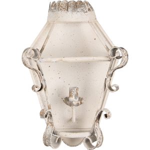 HAES DECO - Wandlamp - Shabby Chic - Vintage / Retro Lamp, formaat 33x18x49 cm - Gebroken wit Metaal - Muurlamp, Sfeerlamp