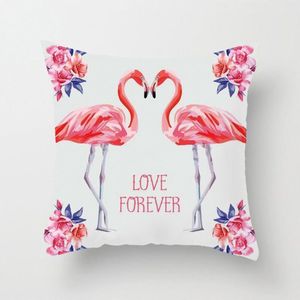 Kussenhoes Twee Flamingo's En Tekst Love Forever (500043)