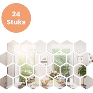 Plakspiegel - 24 stuks - Hexagon - Zelfklevende - Plakspiegels - Passpiegel - Deur - Spiegel - Spiegelfolie - Sticker - Zelfklevend