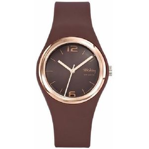 Tekday 653887 analoog horloge 34 mm 100 meter bruin/ rosé