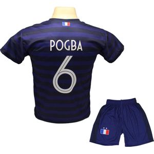 Paul Pogba - Frankrijk Thuis Tenue - voetbaltenue - Voetbalshirt + Broek Set - Blauw - Maat: 104
