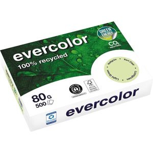 Clairefontaine Evercolor, gekleurd gerecycleerd papier, A4, 80 g, 500 vel, lichtgroen 5 stuks