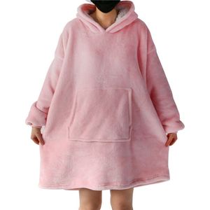 Knuffel hoodie - oversized hoodie - deken met mouwen - Unisex - fleece hoodie - één maat - one size - roze - babyroze - valentijnsdag - moederdag - sinterklaas - suprise - kerst - valentijn - XXL hoodie - camping