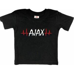 Amsterdam Kinder t-shirt | AJAX hartslag | Verjaardagkado | verjaardag kado | grappig | jarig | Amsterdam | Ajax | cadeau | Cadeau | Zwart/rood/wit/rood | Maat 158/164