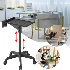 Kapperwagen met standaard, rolwagen voor kapsalons, salondienblad, in hoogte verstelbaar, met opbergruimte, trolleywagen voor tattoo-werk, spa, kapperwagen, zwart, tot 18 kg
