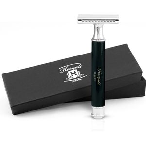 Haryali London Double Edge (DE) veiligheidsscheermes - stevig handvat - metalen en stalen afwerking - herbruikbaar veiligheidsscheermes geschikt voor mannen en vrouwen (zwart)