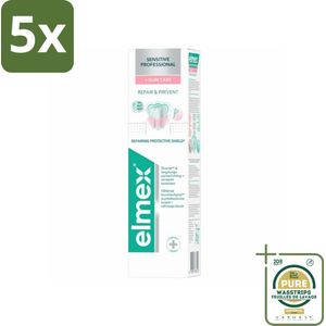 5 x Elmex - Tandpasta - Sensitive Professional - Repair & Prevent - 75 ml - Grootverpakking - Gevoelige Tanden - Tandpasta - PRO-ARGIN Technologie - Gevoeligheid - Tandarts Aanbevolen